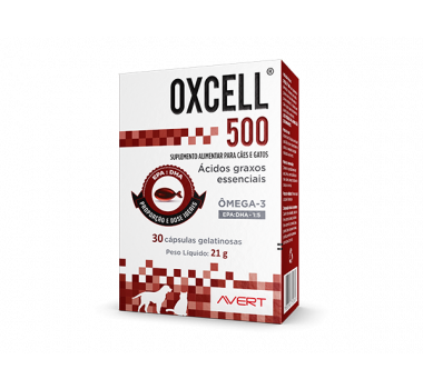 Suplemento Oxcell 500mg Avert para Cães e Gatos - 30 cápsulas