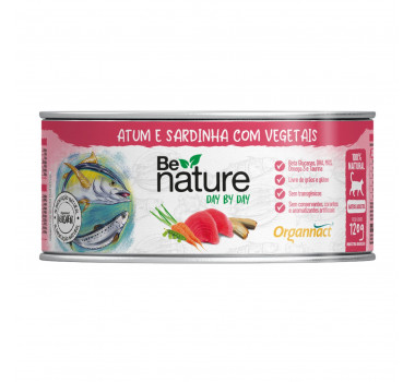 Alimento Úmido Natural Lata Organnact Be Nature Atum, Sardinha com Vegetais para Gatos Adultos - 120g