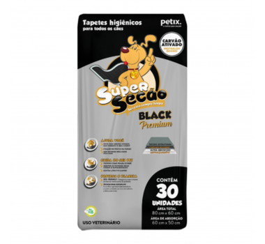 Tapete Higiênico Super Secão Black Petix para Cães 80x60cm - 30 unidades