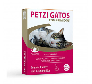 Vermifugo Petzi 600mg Ceva para Gatos - 4 comprimidos