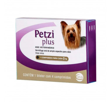 Vermífugo Petzi Plus 400mg Ceva para Cães - 4 comprimidos