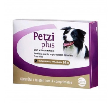 Vermífugo Petzi Plus 700mg Ceva para Cães - 4 comprimidos