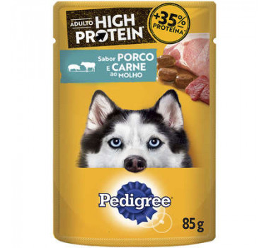 Ração Úmida Sachê High Protein Pedigree Porco e Carne ao Molho para Cães Adultos - 85g