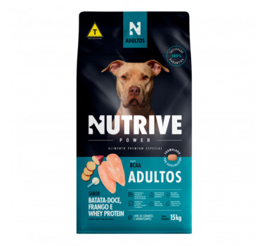 Ração Seca Nutrive Power para Cães Adultos de Porte Médio e Grande Sabor Batata-doce, Frango e Whey Protein - 15kg