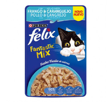 Alimento Úmido Sachê Felix Fantastic Mix Sabor Frango e Caranguejo - 85g