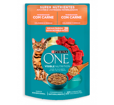 Alimento Úmido Sachê Purina One Nutrientes Carne para Gatos Adultos e Castrados - 85g