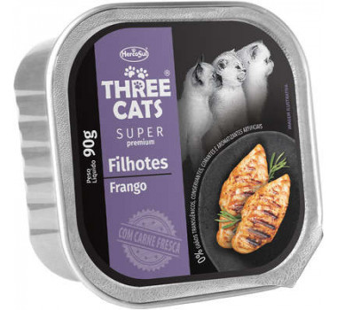 Ração Úmida Three Cats Patê Frango para Gatos Filhotes - 90g