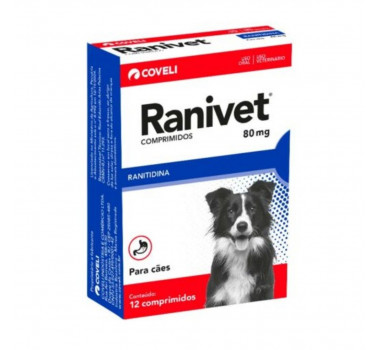 Protetor Gástrico Ranivet 80mg Coveli para Cães - 12 comprimidos