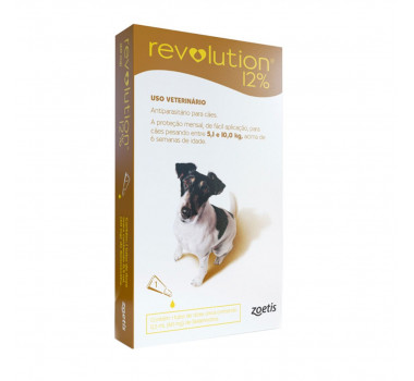 Antipulgas Revolution 12% 0,50ml Zoetis para Cães de 5Kg a 10Kg - 3 Unidades
