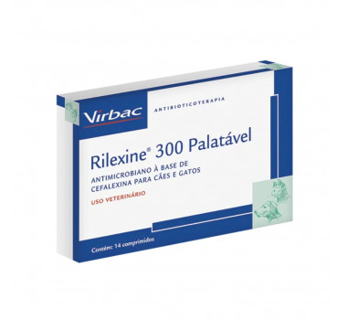 Antimicrobiano Rilexine Palatável 300mg Virbac para Cães e Gatos - 7 comprimidos