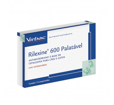 Antimicrobiano Rilexine Palatável 600mg Virbac para Cães e Gatos - 7 comprimidos