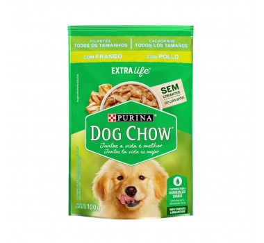 Alimento Úmido Sachê Dog Chow Frango para Cães Filhotes - 100g