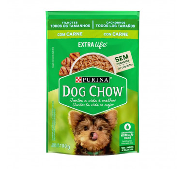 Alimento Úmido Sachê Dog Chow Carne para Cães Filhotes - 100g