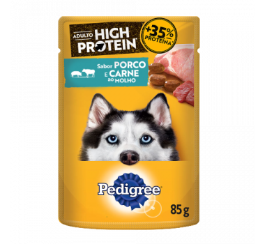 Ração Úmida Sachê High Protein Pedigree Porco e Carne ao Molho para Cães Adultos - 85g