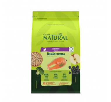 Ração Seca Guabi Natural Salmão e Cevada para Gatos Adultos - 7,5Kg