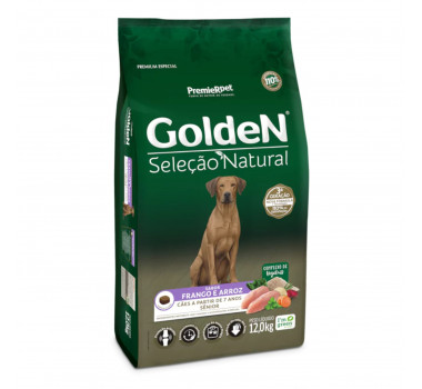 Ração Seca Golden Seleção Natural para Cães Sênior Frango & Arroz - 12kg
