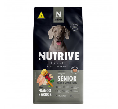 Ração Seca Nutrive Select para Cães Senior de Porte Médio e Grande Sabor Frango e Arroz - 2,5kg