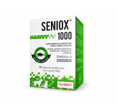 Suplemento Seniox 1000mg Avert para Cães e Gatos - 30 cápsulas