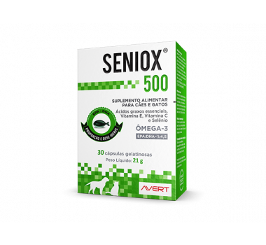 Suplemento Seniox 500mg Avert para Cães e Gatos - 30 cápsulas