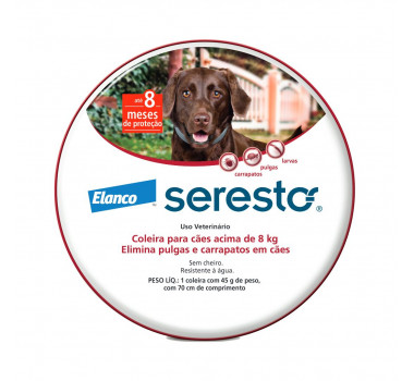 Coleira Antipulgas e Carrapatos Seresto Grande Elanco para Cães acima de 8kg - 70cm