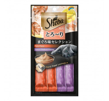 Petisco Sheba Cremoso Atum e Camarão para Gatos - 4 Unidades