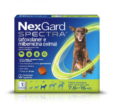 Antipulgas e Carrapatos Nexgard Spectra para Cães de 7,6-15kg 