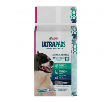 Tapete Higiênico Ultra Pads PetLike 80cm x 60cm - 30 unidades