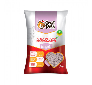 Areia Higiênica Biodegradável Tofu Lavanda Great Pets para Gatos  - 2Kg