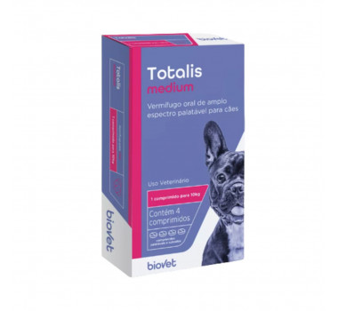 Vermífugo Totalis Medium Biovet para Cães de Porte Médio - 4 comprimidos