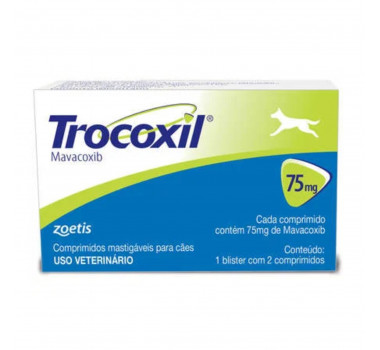 Anti-inflamatório Trocoxil 75mg Zoetis para Cães - 2 comprimidos