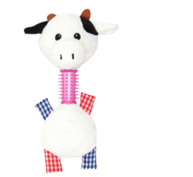 Brinquedo Pelúcia com Mordedor Vaca Savana para Cães