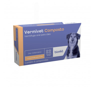 Vermífugo Vermivet Composto Biovet para Cães - 4 Comprimidos