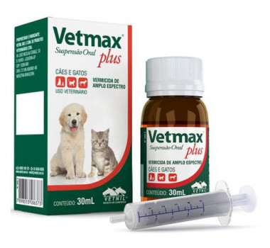 Vermífugo Suspensão Vetmax Plus Vetnil para Cães e Gatos - 30ml