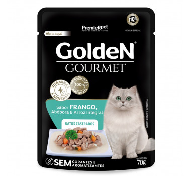 Ração Úmida Sachê Golden Gourmet Frango para Gatos Castrados - 70g