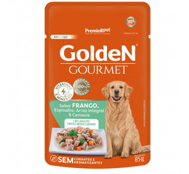 Ração Úmida Sachê Golden Gourmet Frango para Cães Adultos Porte Médio e Grande - 85g