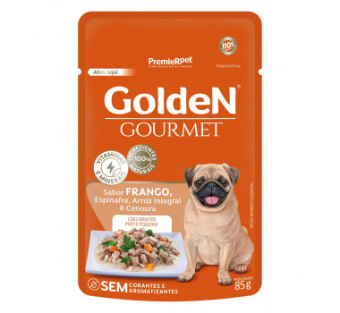 Ração Úmida Sachê Golden Gourmet Frango para Cães Adultos Porte Pequeno - 85g