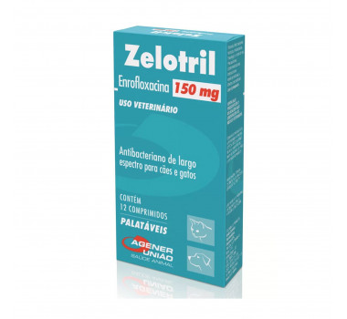 Antimicrobiano Zelotril 150mg Agener União para Cães e Gatos - 12 comprimidos